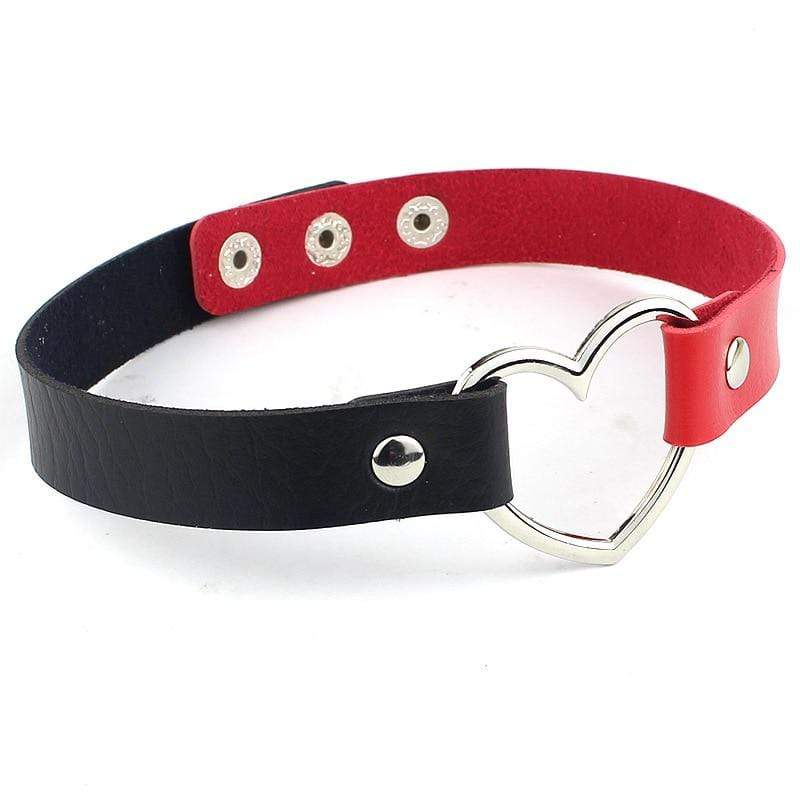heart leather choker necklace black red kinky cloth 28452266606680